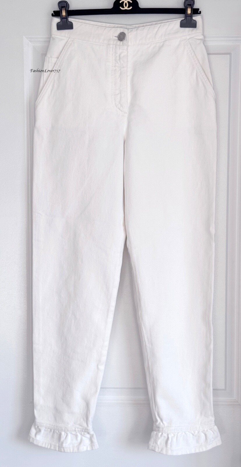 ココビーチ 25S◆送料込【CHANEL】pants Light orange and white 66998 auth CHANEL white 2019 19C LA PAUSA TERRYCLOTH WIDE