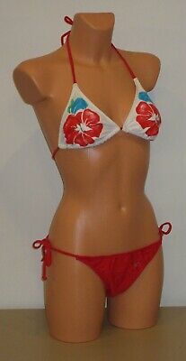 Sexy 2 pc Anisea String Bikini Swimsuit-Red Floral Print(L)