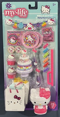 My Life As HELLO KITTY 25 Pc Party Planner Play Set for 18 In Dolls Cake Pinata