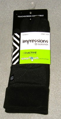ISOTONER IMPRESSIONS ACTIVE SMART TOUCH TECHNOLOGY BLACK GLOVES - ONE SIZE