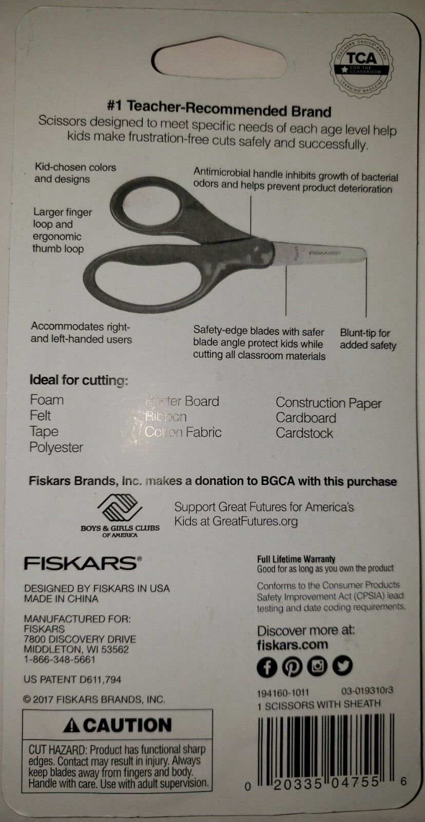 Fiskars Blunt-tip Safety-edge Blade Scissors RED