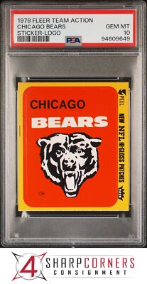 1978 FLEER TEAM ACTION STICKER CHICAGO BEARS LOGO POP 1 PSA 10 F4111521-649