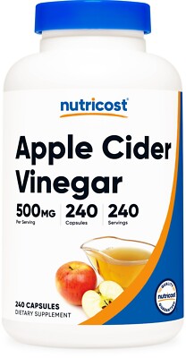 Nutricost Apple Cider Vinegar 500mg, 240 Capsules - Vegetarian and Non-GMO