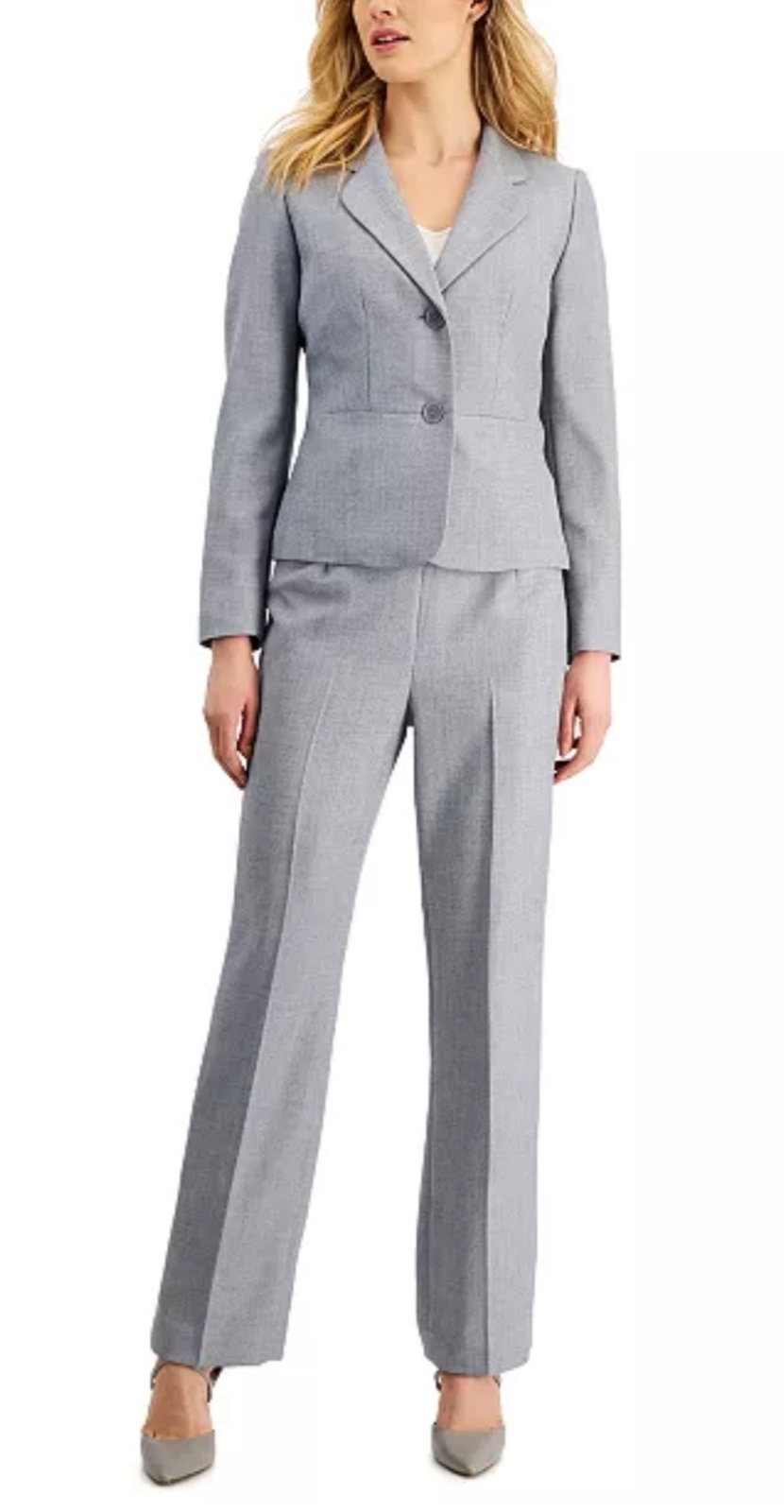 Le Suit Women Light Gray Professional Pant & Jacket 2 Pcs