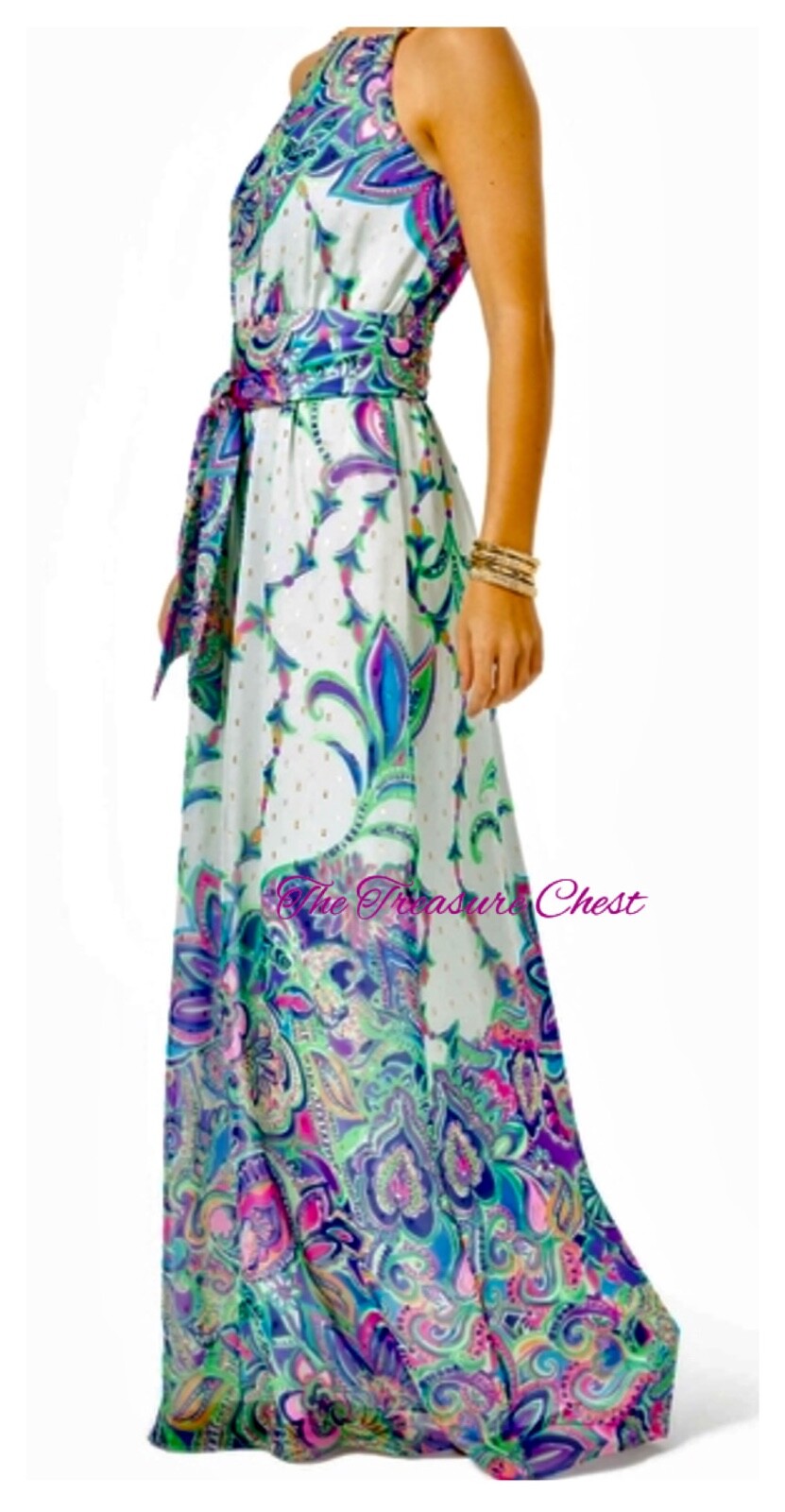 Pre-owned Lilly Pulitzer Tiera Maxi Dress Best Kept Secret ? Size M No Sash In Multicolor