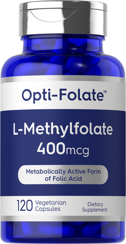  L Метилфолат 400 мкг | 120 капсул | Вегетарианский | Без ГМО | от Opti-Folate