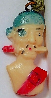 VINTAGE PIRATE W/ KNIFE CELLULOID CHARM JAPAN CRACKER JACK PAINTED