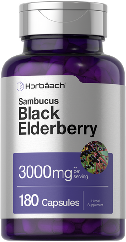 Horbaach Черная бузина капсулы 3000 мг | 180 таблеток | Без ГМО, без глютена