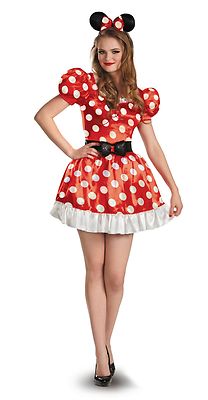 Adult Minnie Mouse Costume Womens Fancy Dress Red White Polka Dots Mickey Disney