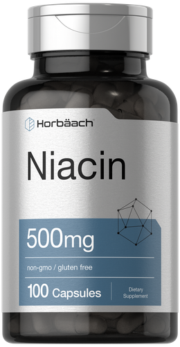 Ниацин 500 мг 100 капсул | Без ГМО, без глютена | Витамин B3 | Автор: Хорбаах