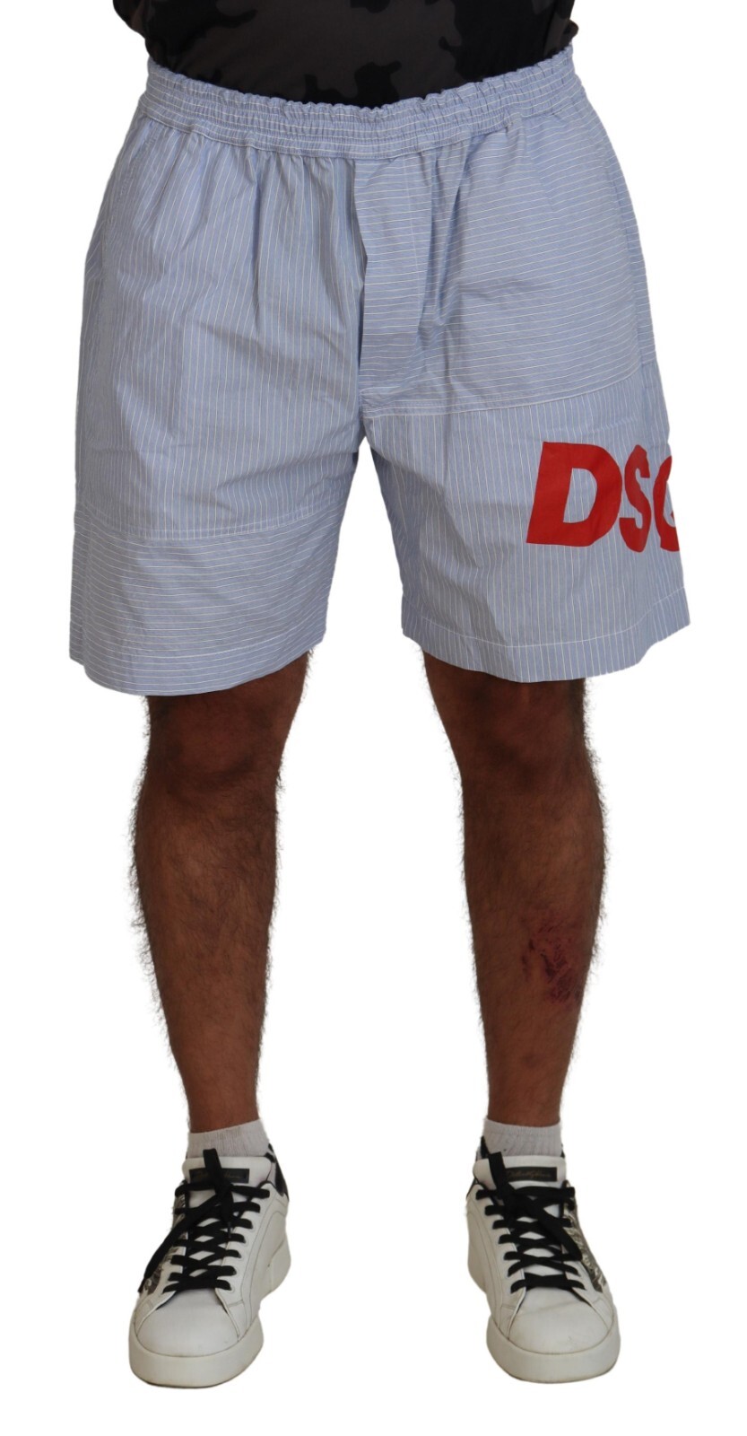 

DSQUARED2 Шорты Голубые в полоску с принтом логотипа и принтом, повседневные IT48/W34/M 570usd, Light blue