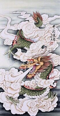STUNNING ORIENTAL ASIAN FINE ART CHINESE ANIMAL WATERCOLOR PAINTING-Dragon king