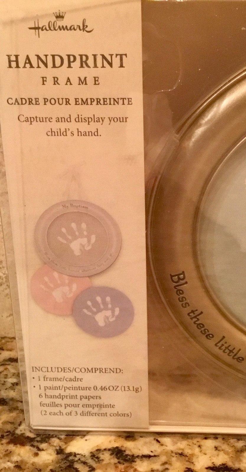 NIB Hallmark My Baptism Handprint Frame Bless These Little Hands...Wherever Go