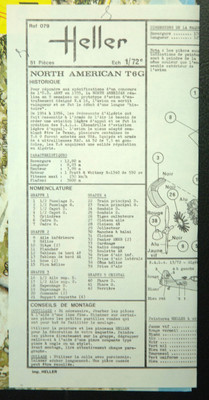 1/72ème PLAN DE MONTAGE POUR NORTH AMERICAN T6G pour maquette HELLER réf 079