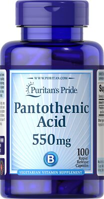 Пантотеновая кислота Puritans Pride 500 мг замедленного действия - 100 капсул