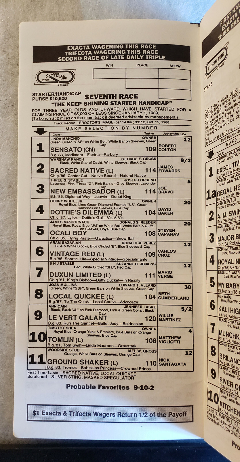 1990 Jersey Derby Program - Garden State Park - Horse Racing NJ