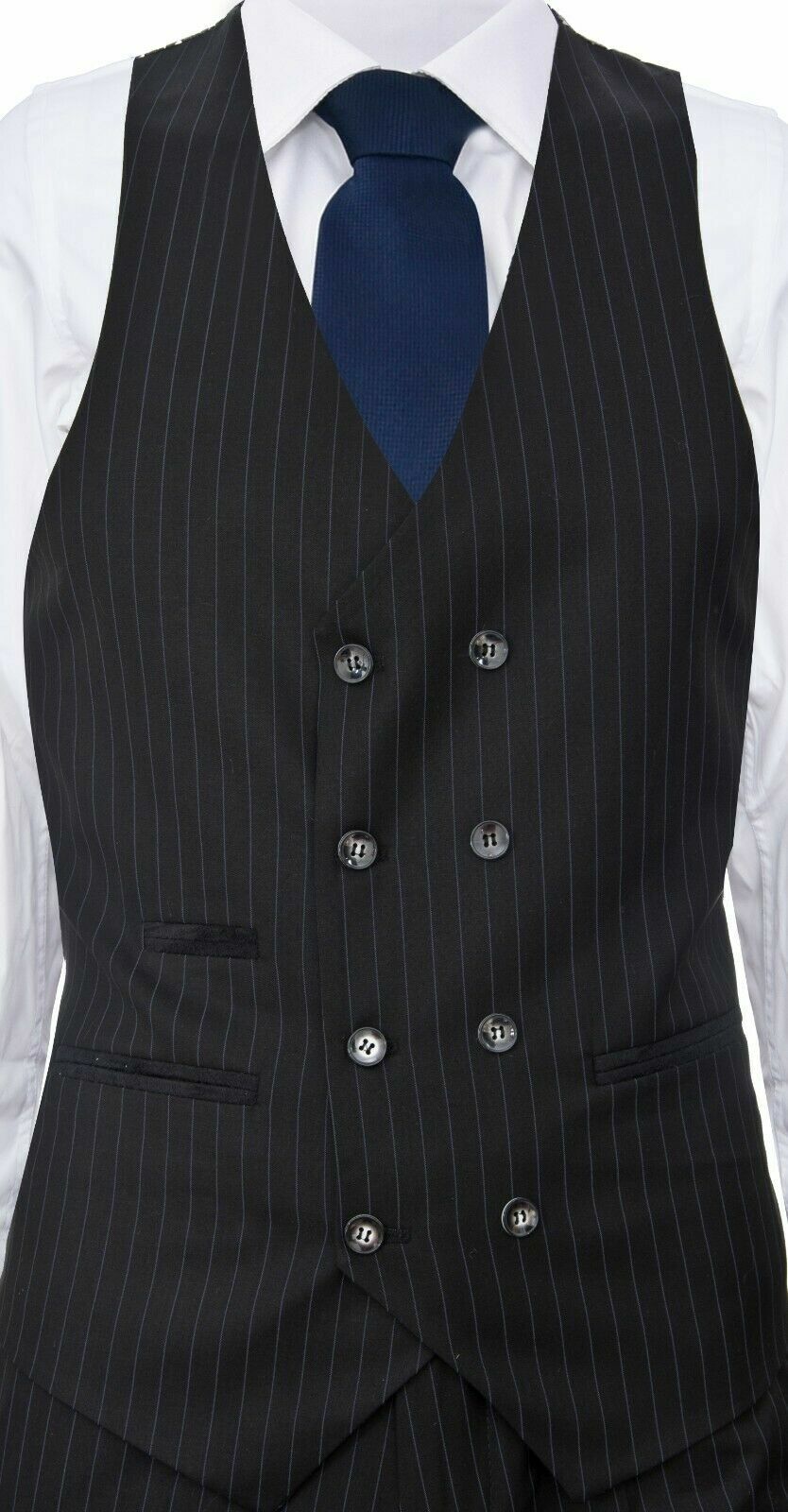 Mens 3 Piece Suit Gatsby 1920s Peaky Blinders Gangster Pinstripe Tailored Fit