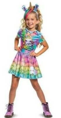 Girls Unicorn Rainbow  Halloween Costume Brightstar Poopsie Slime 3 Pc-size 7/8