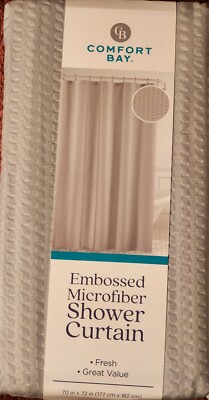 Comfort Bay Embossed Microfiber Fabric 70''x72'' Shower Curtain New Light Gray