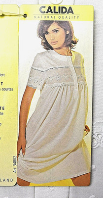 Calida White 100% Cotton Short Sleeve Nightgown Nightdress Size 20-22 Length 47"