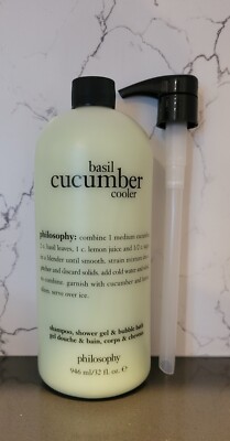 Philosophy 3 in 1 Shampoo Bath Shower Gel Basil Cucumber Cooler 32 oz SEALED