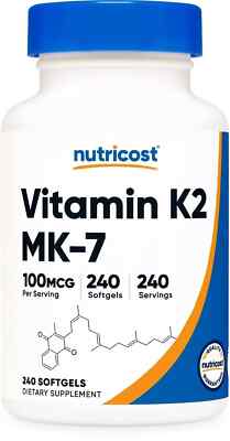 Nutricost Vitamin K2 MK-7 100 mcg, 240 Softgels Gluten Free and Non GMO