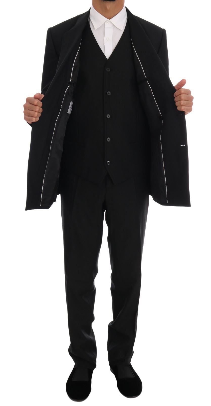 Pre-owned Dolce & Gabbana Suit Black Wool Double Breasted Slim Fit Eu54/us44 /xl Rrp $3000