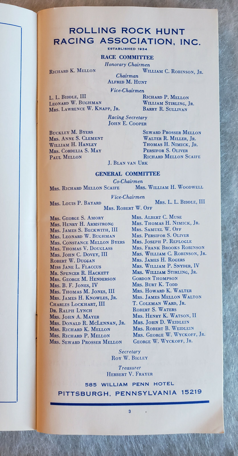 1969 Rolling Rock Hunt Racing Association Program - Pennsylvania Steeplechase