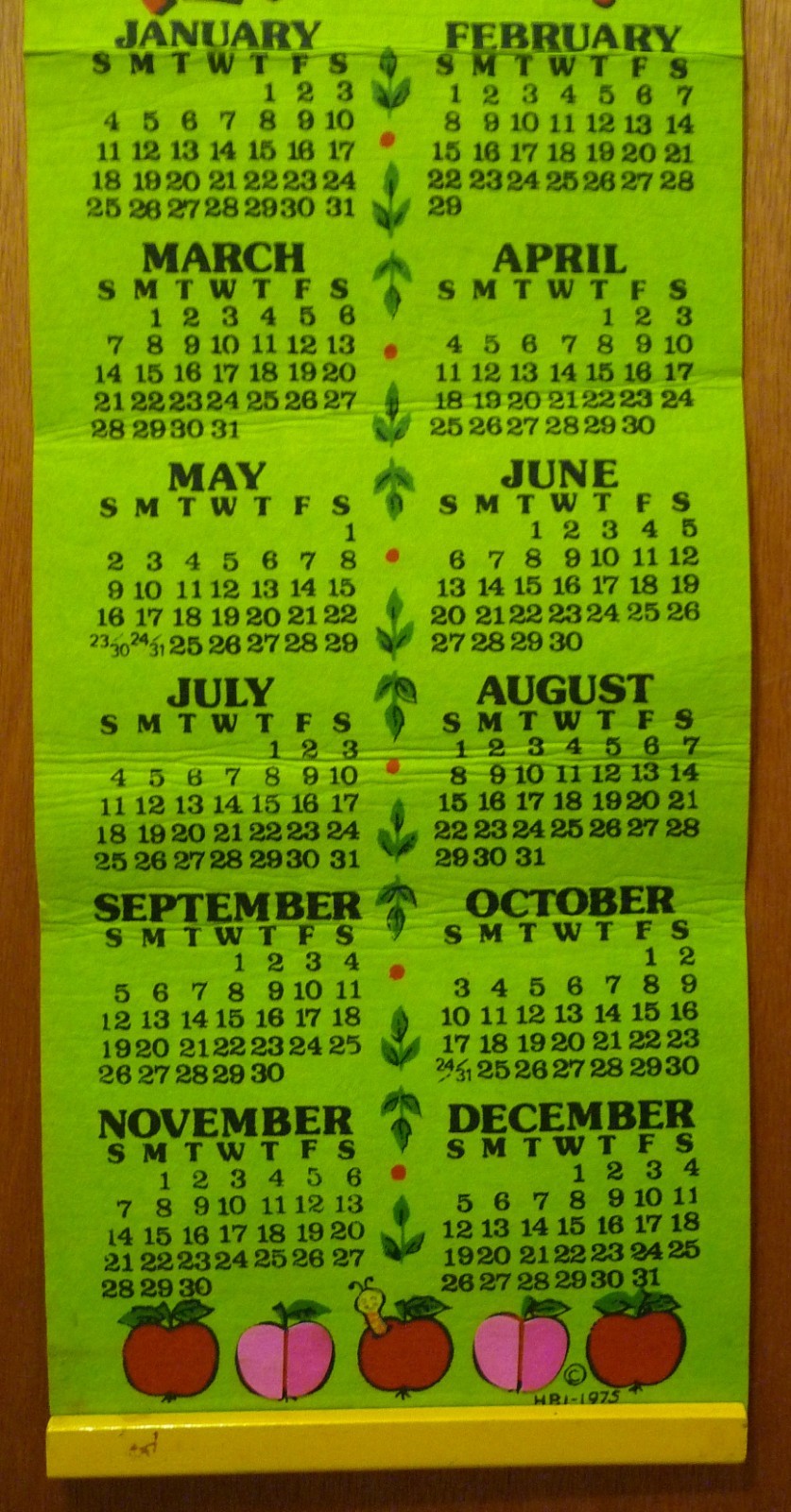 1976 Felt Calendar, apples
