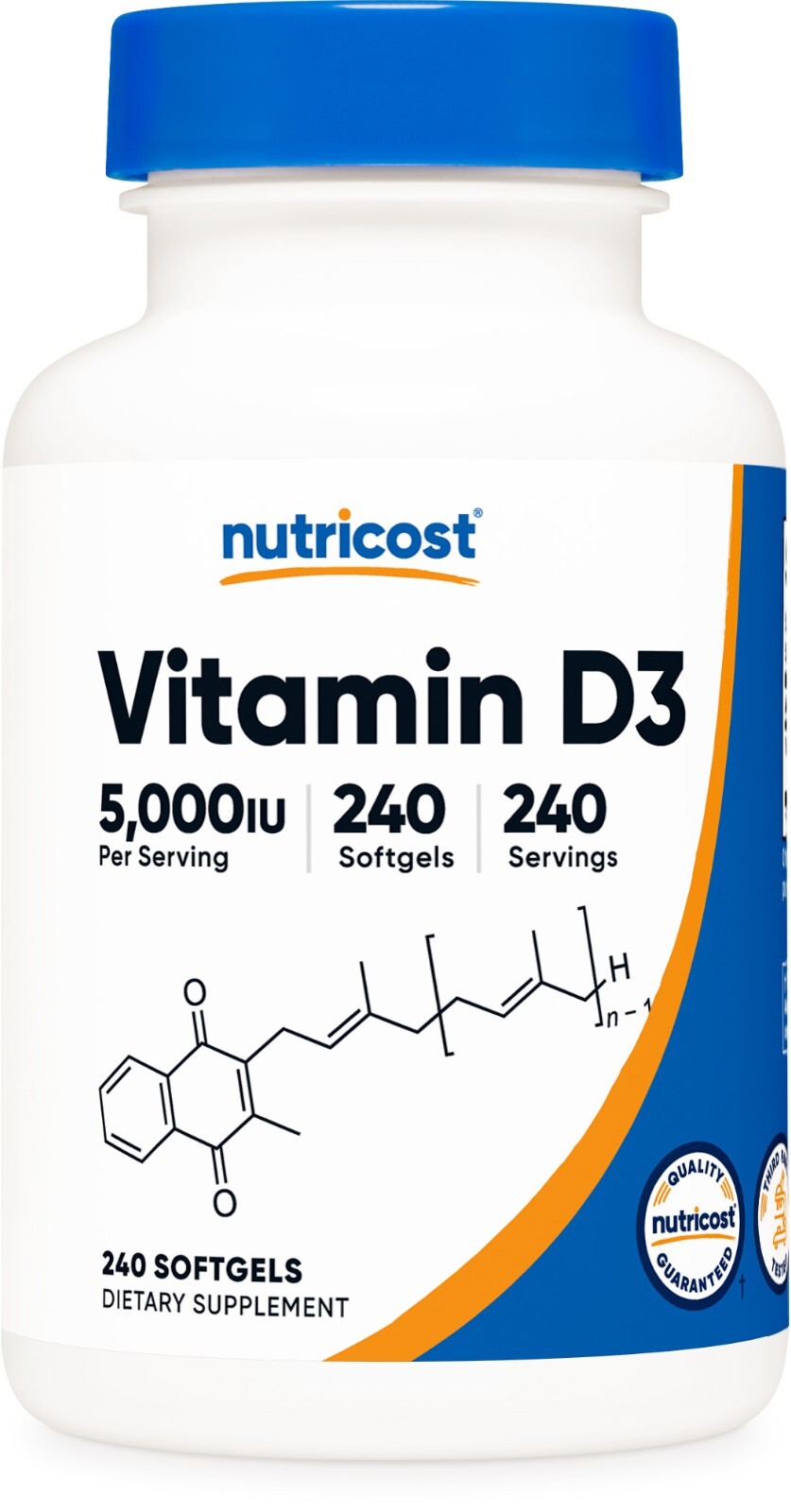Nutricost Vitamin D3 5000 МЕ, 240 мягких таблеток - без глютена и без ГМО