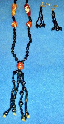 VINTAGE VENETIAN MURANO ART GLASS BEAD NECKLACE & EARRINGS Easter GIFT SET