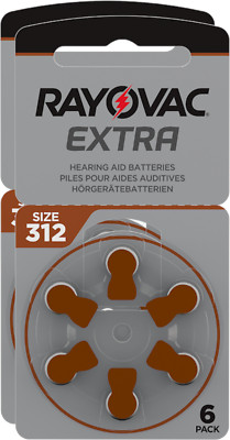 12 x Rayovac Hearing Aid Batteries 312 Extra Advanced 1.45V 180mAh 312AU-6XEMF