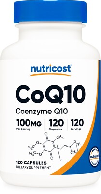 Nutricost CoQ10 100mg, 120 Capsules, Vegetarian Capsules, Non-GMO (Coenzyme Q10)