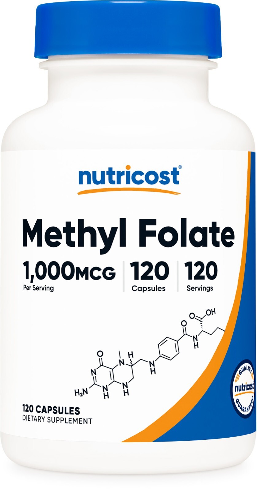 Метилфолат Nutricost 1000 мкг, 120 веганских капсул - без глютена, без ГМО