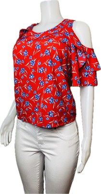 Tommy Hilfiger  Top M Multicolor Blouse Cold Sloulder Sleeve  Round Neck