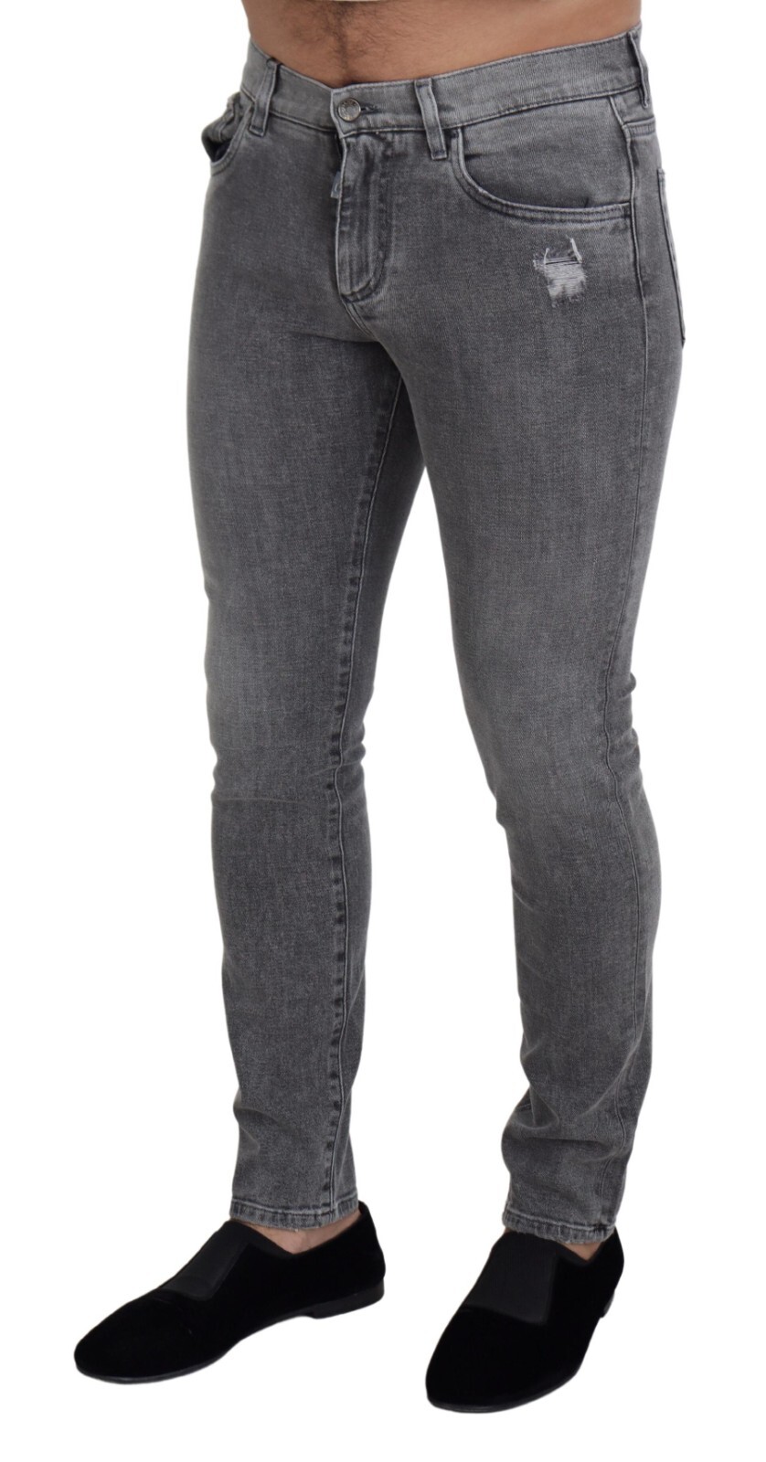Pre-owned Dolce & Gabbana Jeans Grey Washed Cotton Skinny Denim It44/w30/xs Rrp 820usd In Gray