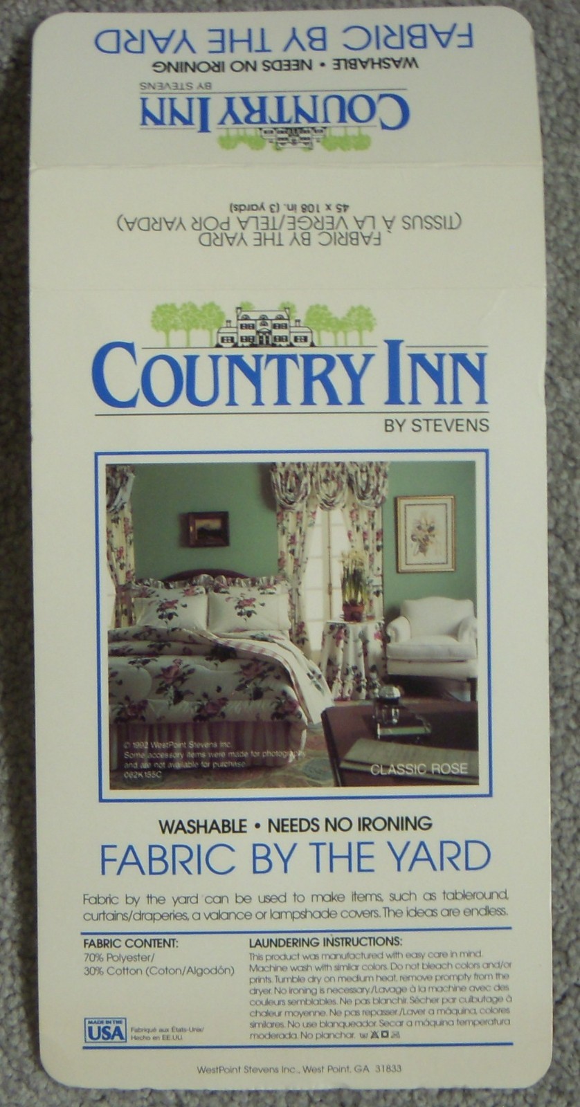 NEW 2 Package Country Inn Fabric by the Yard-6 Yards Total-Classic Rose-Stevens