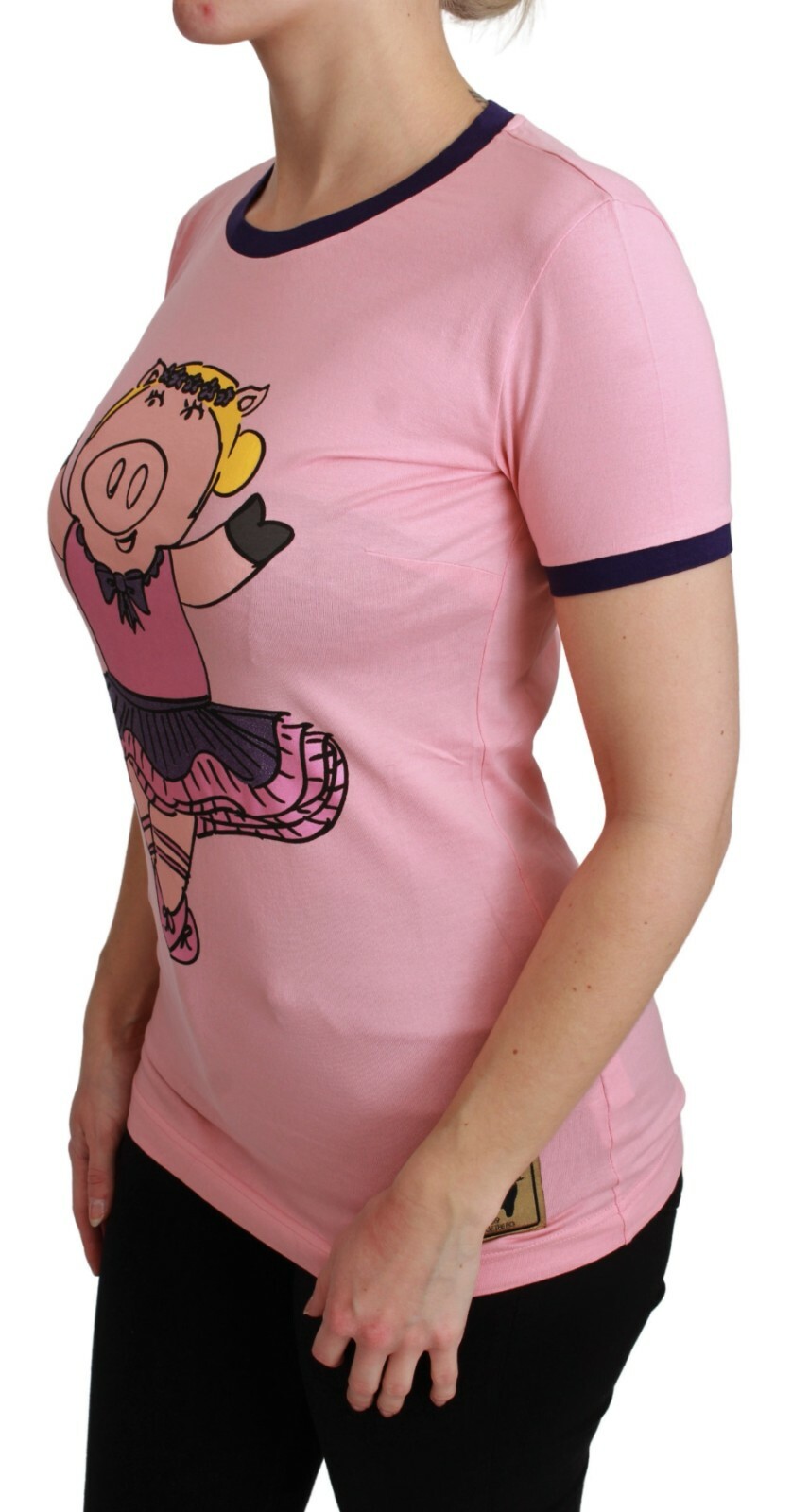 Pre-owned Dolce & Gabbana T-shirt Top Cotton Pink Year Of The Pig It38 / Us4 / Xs Rrp $400