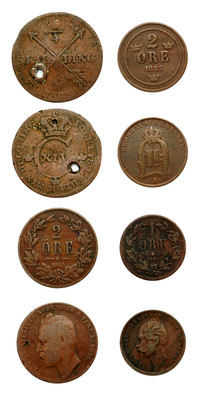 1808-1882 - 4 Sweden Vintage Coins   Free Shipping!!!!