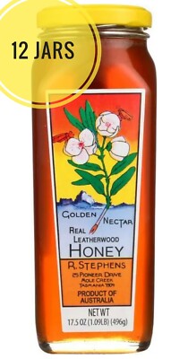 12 Pack Golden Nectar Real Leatherwood Honey Organic R. Stephens Australia