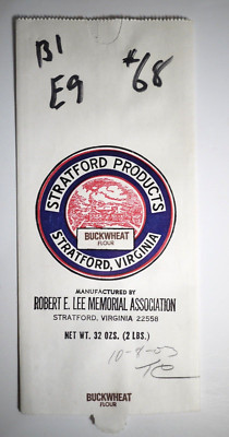 Vintage Paper Sack Bag - STRATFORD PRODUCTS ROBERT E LEE MEMORIAL ASSO BUCKWHEAT
