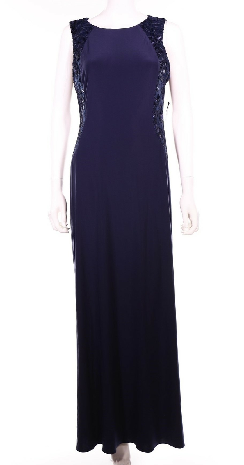 ALEX EVENINGS 134098 Women's Blue Embellished Side 'Column' Gown Sz 12