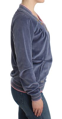 

JUST CAVALLI Underwear Синий бархатный кардиган на молнии, вязаный свитер IT46/US12 Рекомендуемая розничная цена 350 долларов США