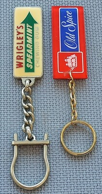 Vintage Wrigley's Spearmint Chewing gum enameled keychain + Old Spice Rare