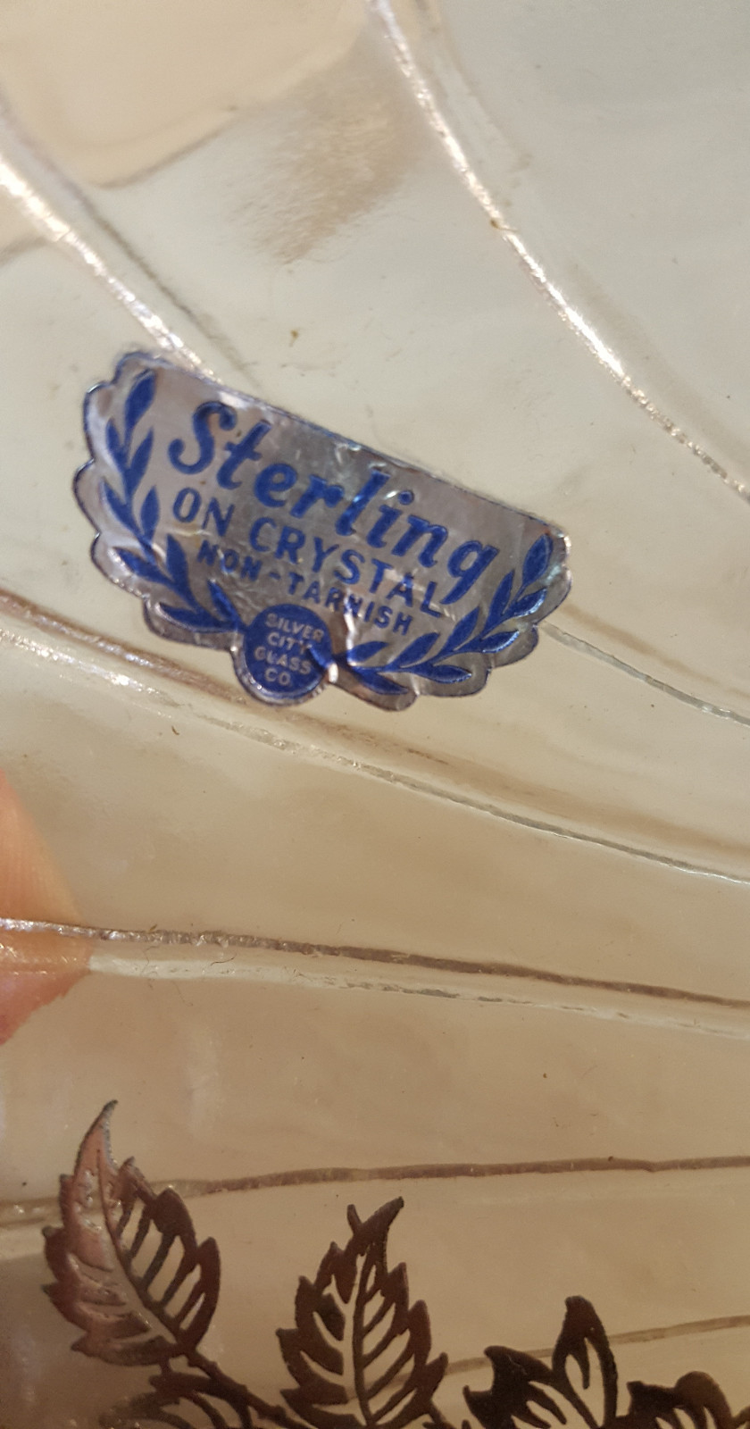 Clam Shell Dish with sterling on crystal