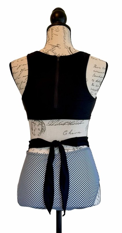 Tempt Me Black and White Striped Cutout Zipper-Back One Piece Swimsuit