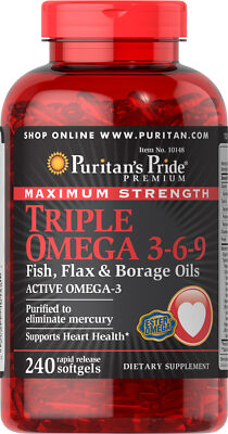 Максимальная сила Triple Omega 3-6-9 Масла рыбы, льна и бурачника - 240 мягких таблеток