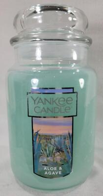 Yankee Candle ALOE & AGAVE Large Jar 22 Oz Green Housewarmer Fresh Clean Flora