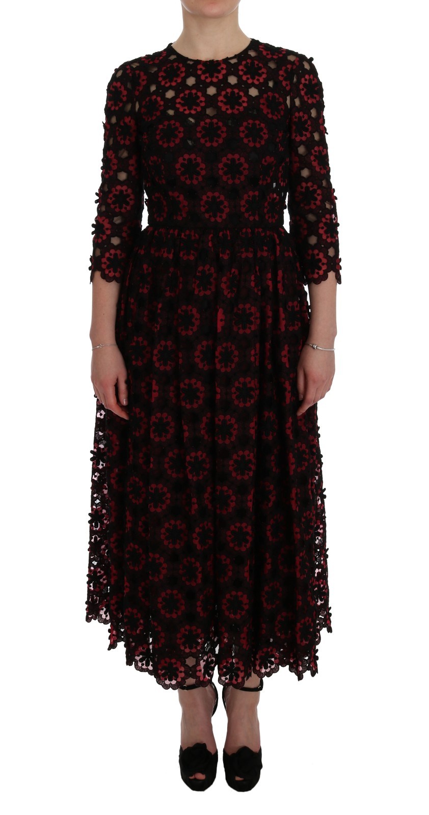 

DOLCE - GABBANA Платье-трапеция Ricamo красного цвета с цветочным принтом IT40 / US6 / S Рекомендуемая розничная цена 6500 долларов США, Зеленый