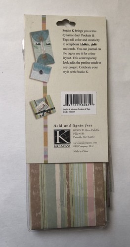 K & COMPANY Studio K MEADOW Scrapbook POCKETS & TAGS NEW Embellishment Crafts